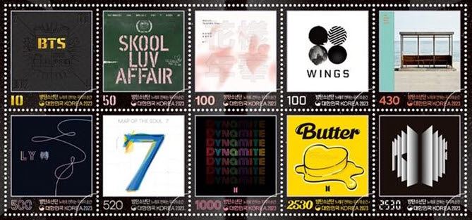 BTS 10th anniversary stamps sold 120,000 in 3 hours.