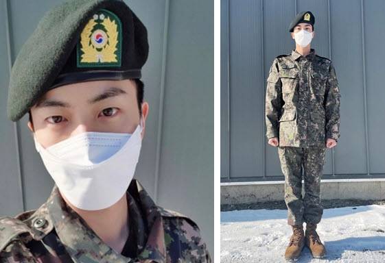 'Jin' sends greeting to fans after finishing 5 weeks of basic training.